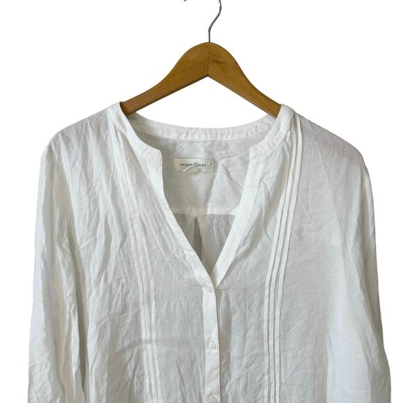 Treasure & Bond Nordstrom New Womens Long Sleeve Button Blouse White Size Large - Picture 4 of 9